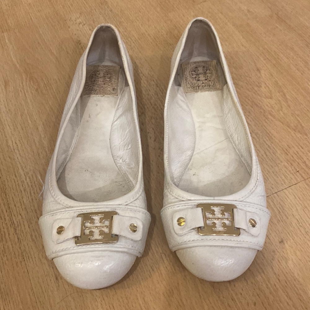 White Tory Burch Flats